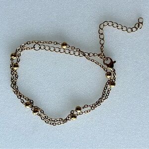 Vintage Gold Plated Wrap Around Bracelet Link and Ball Design 15”